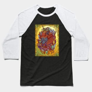 Samurai Wolf Head Surrealism Art Baseball T-Shirt